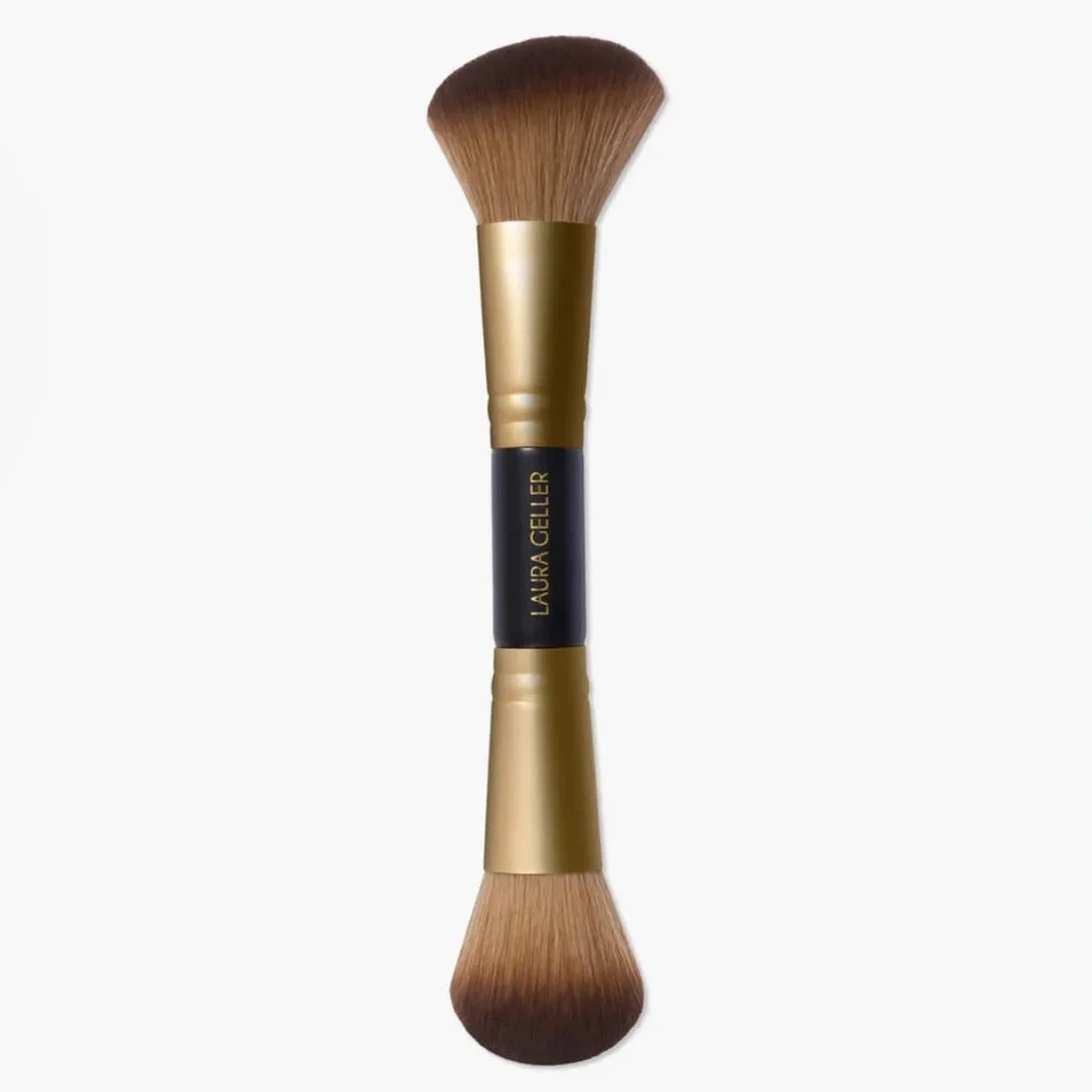 Laura Geller Dual-Ended Blush and Bronzer Brush Gold and Black New in Package